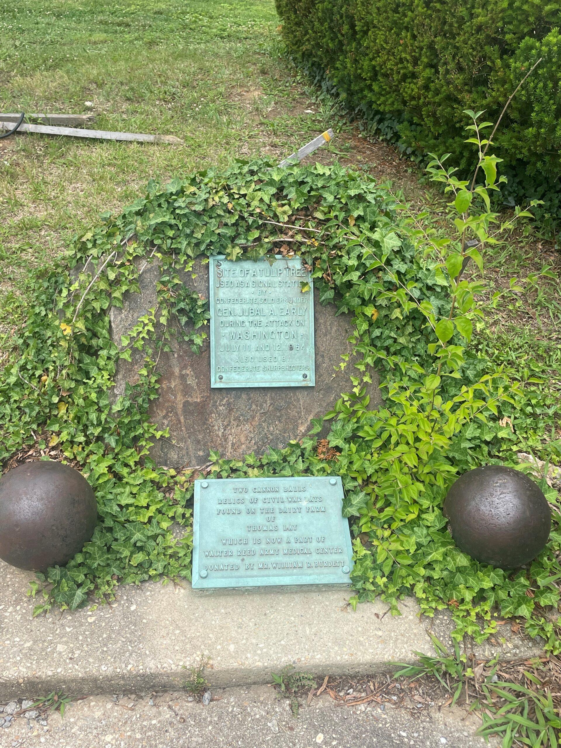 cannonball plaque re: the battle of Fort Stevens